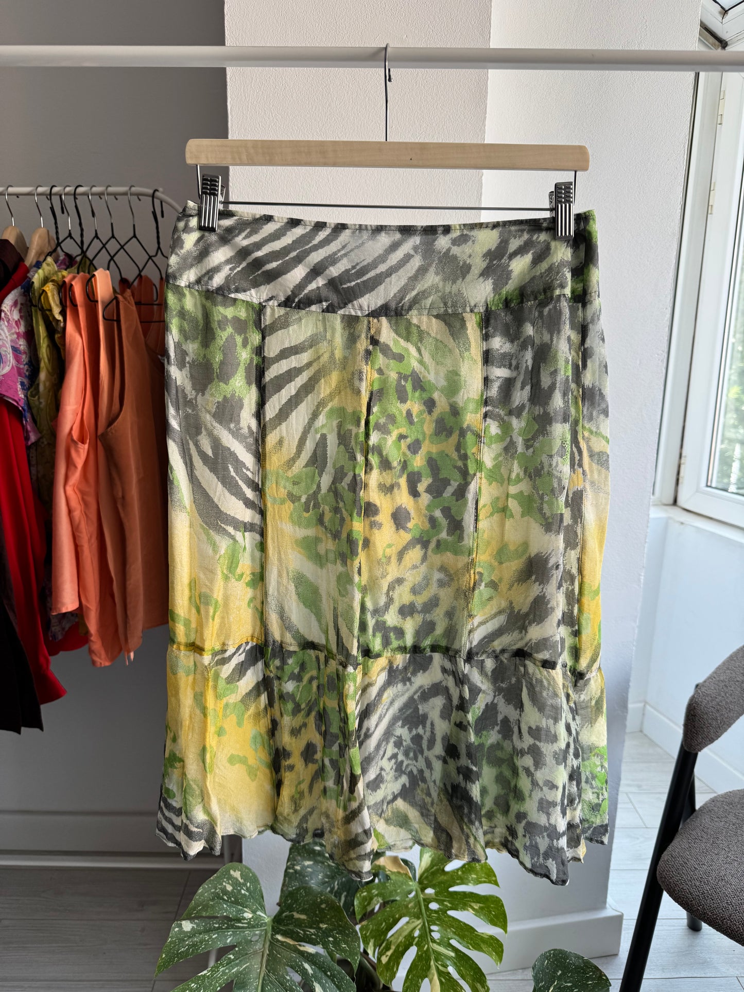 ☀️ Fustă din Mătase Animal Print Y2K | M Damă (EU 38)