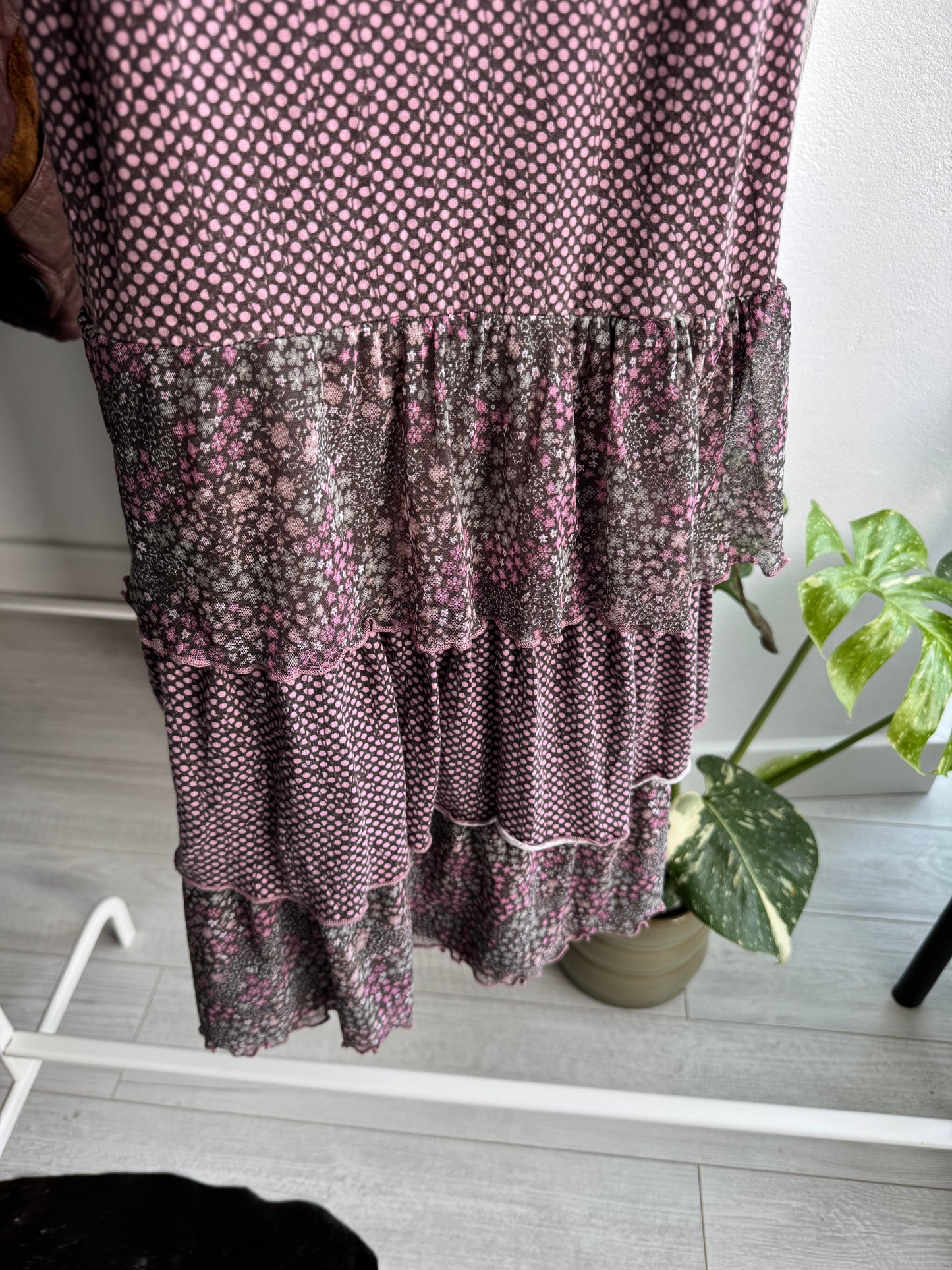 🌺 Rochie Y2K Mesh Floral Sun Dress – XS/S Damă – Made in Italy