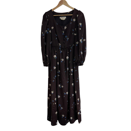 👗 Rochie Runway Yves Saint Laurent 1974 – Satin Maro cu Print Floral