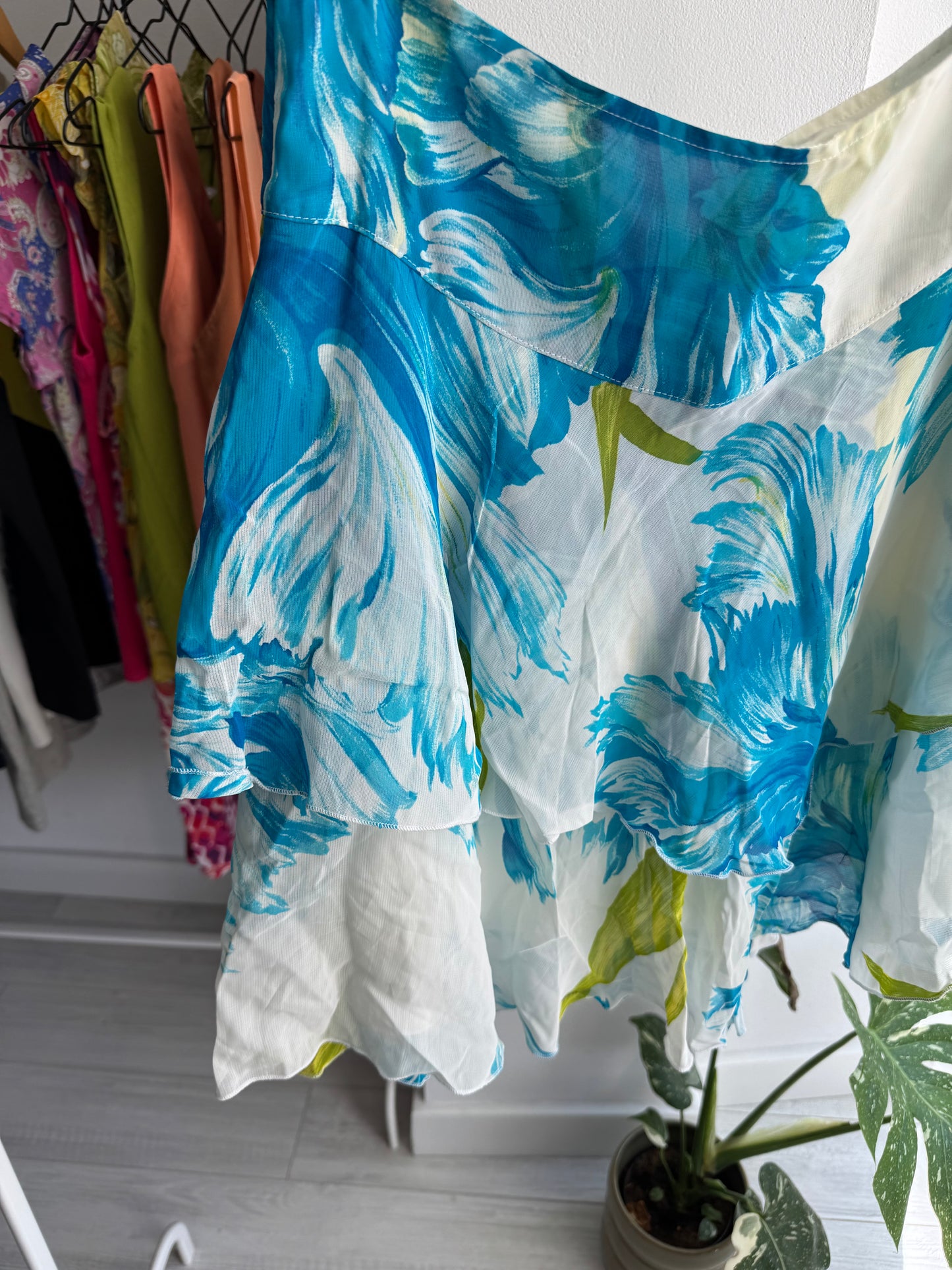 ☀️ Fustă Vintage Mesh Floral cu Print – IT 46 Damă (L)