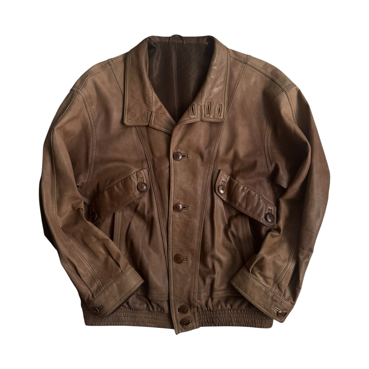 Jachetă Piele Naturală Maro Vintage Bărbați | L (50)