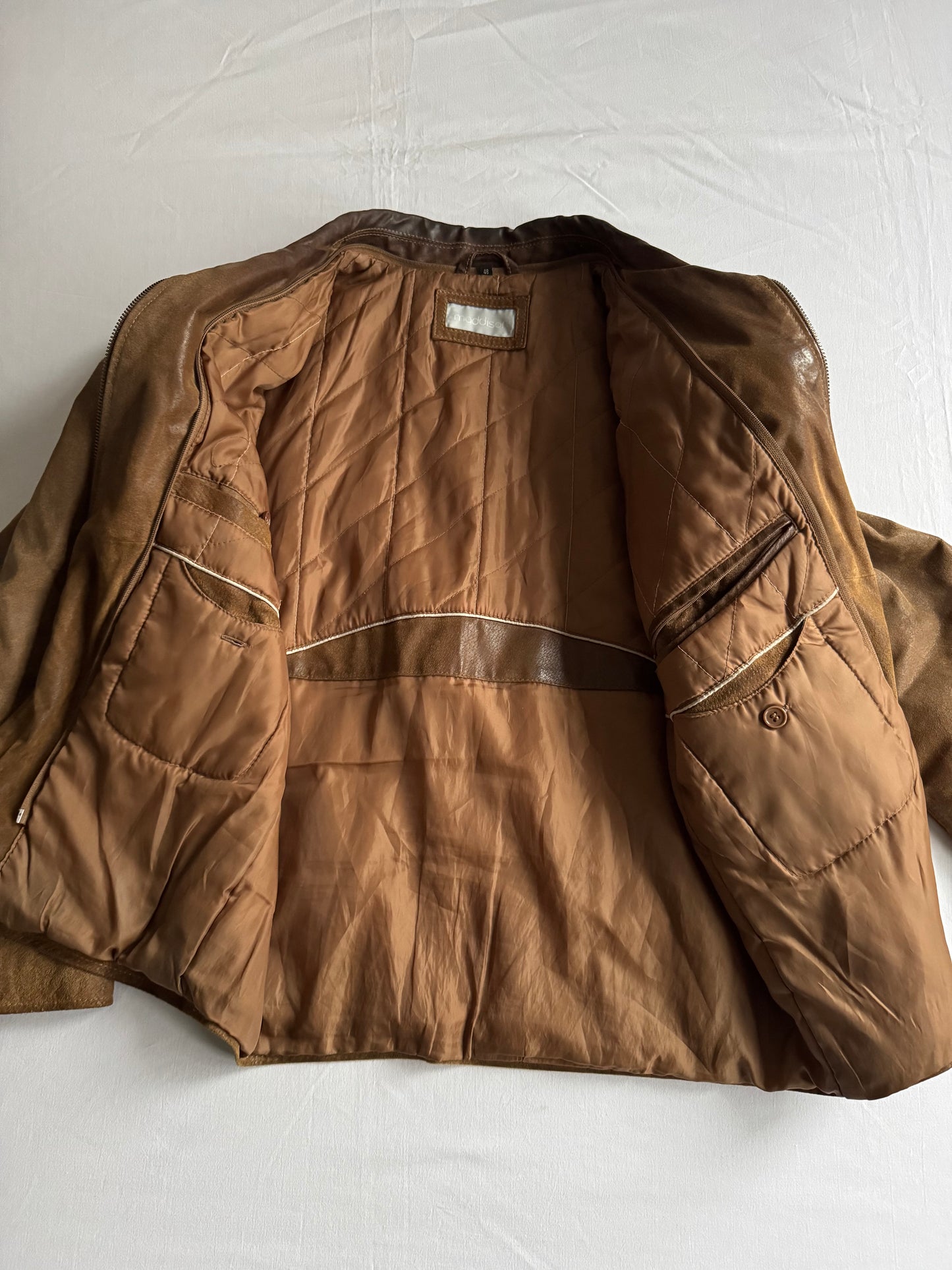 🧥 Geacă vintage din piele maro cu patină | mărimea 48 (M bărbați)