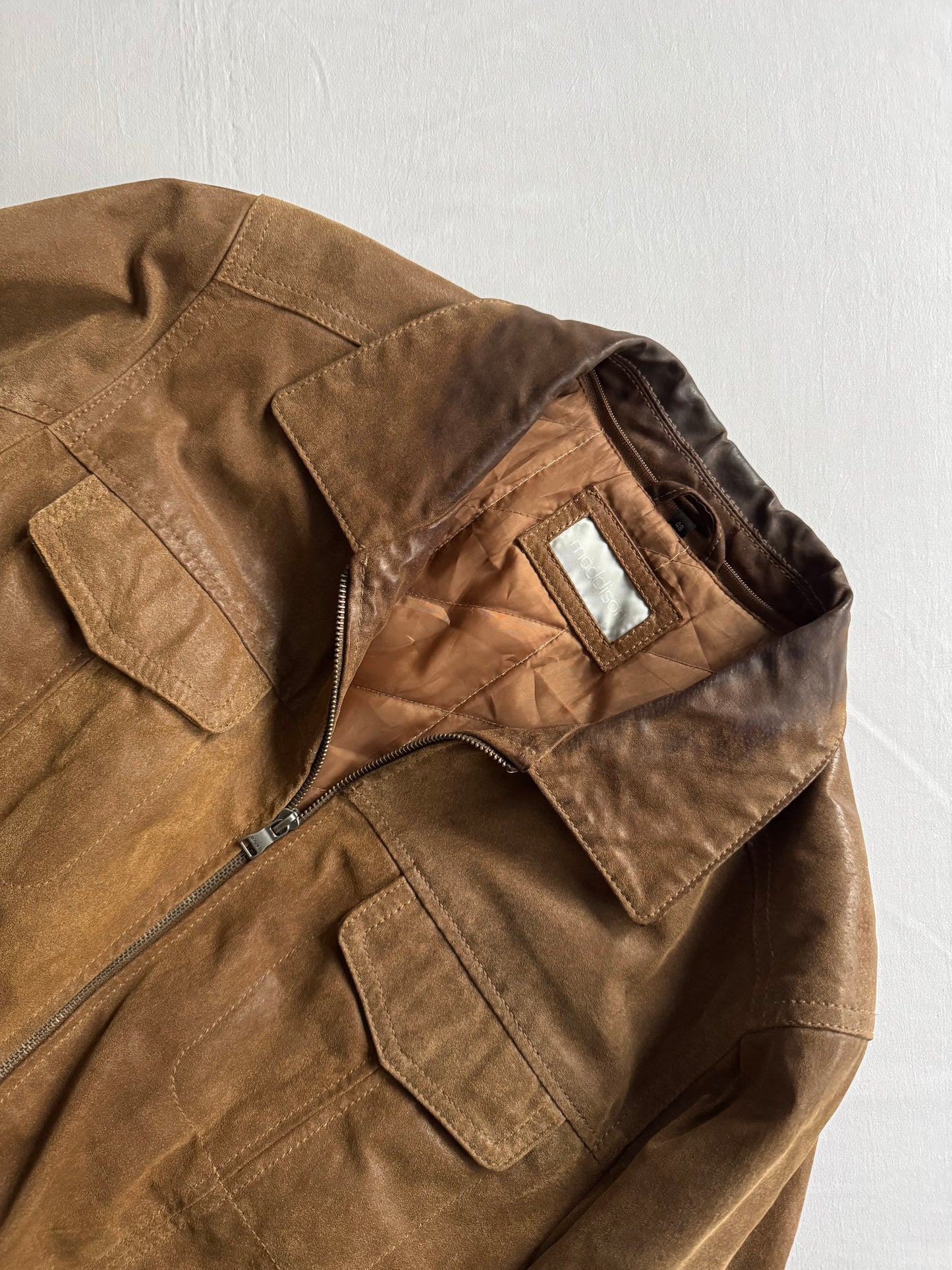 🧥 Geacă vintage din piele maro cu patină | mărimea 48 (M bărbați)