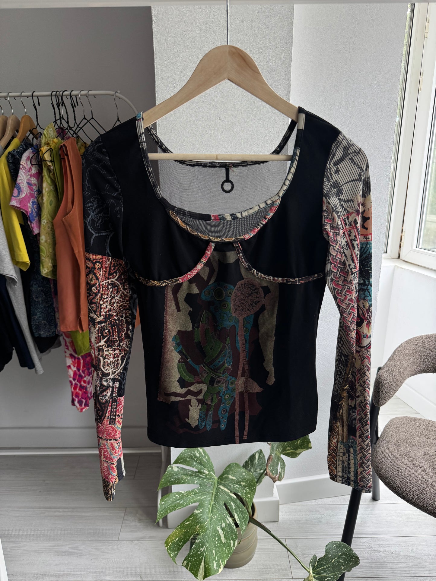 👸 Top Mesh Imprimat Save The Queen Y2K - Made in Italy – S Damă