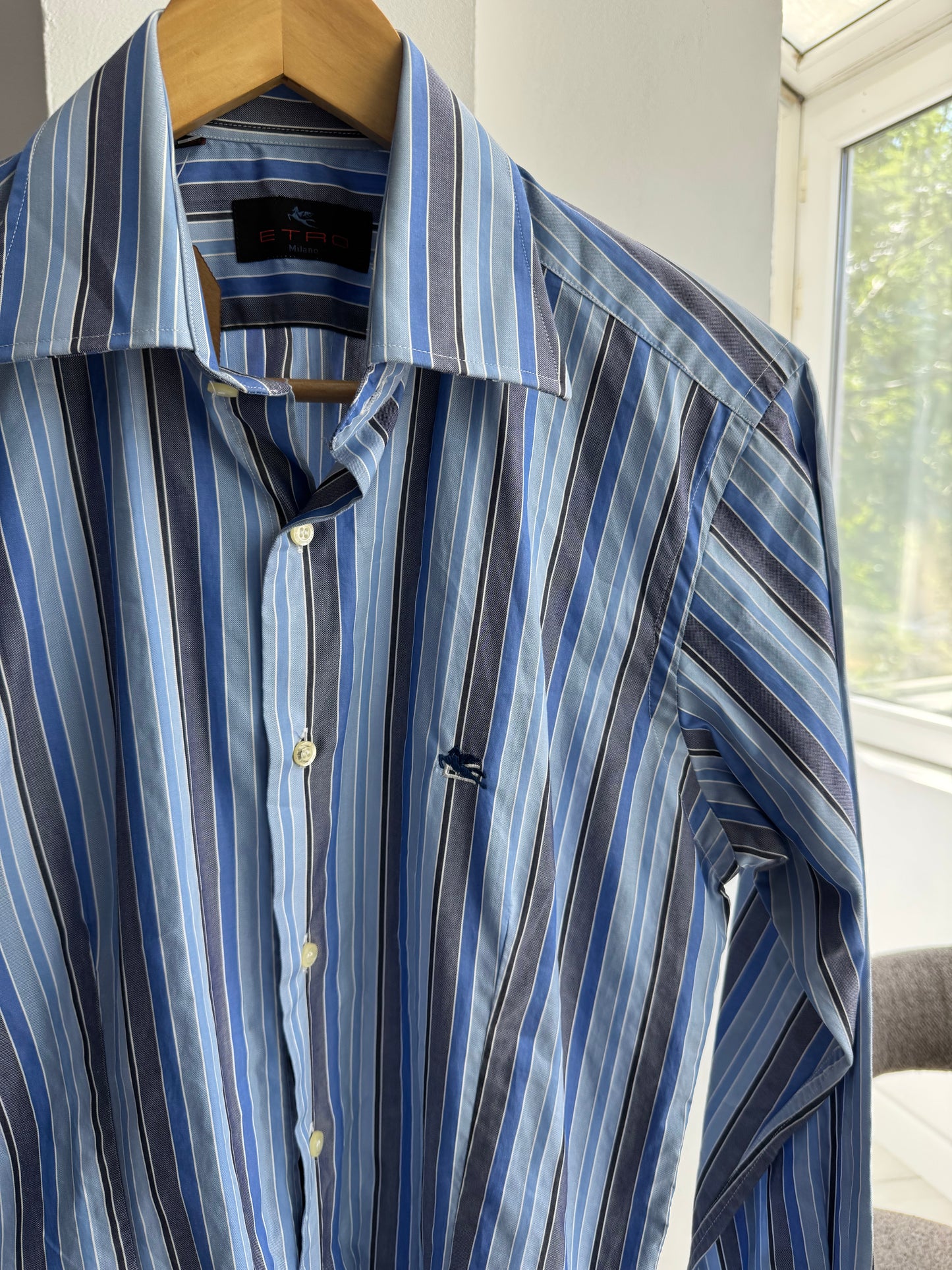 👔 Cămașă Dungi Etro Slim Fit Vintage - Made in Italy – M Bărbați