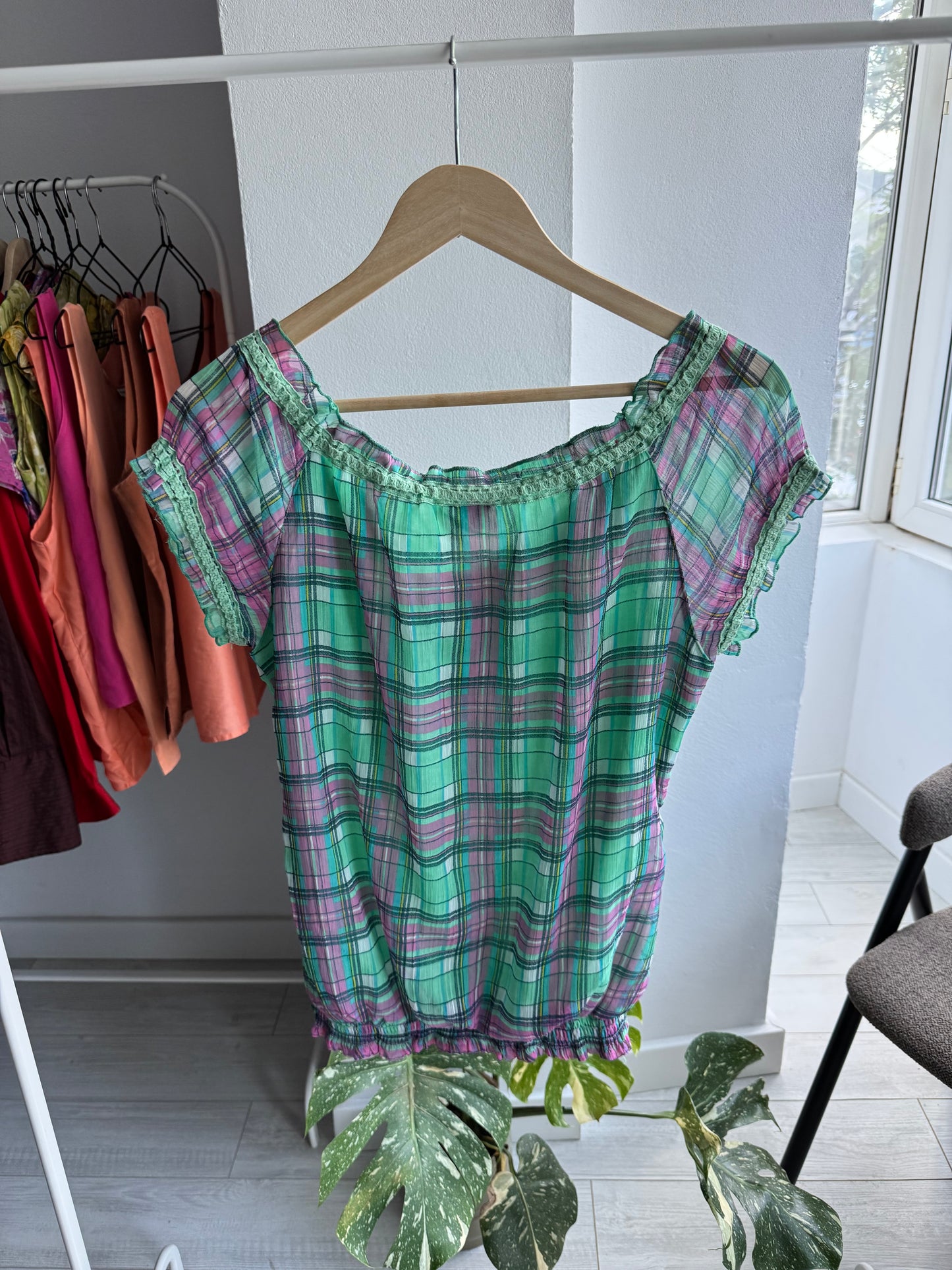 💁‍♀️ Top Lung Mesh Printed Carouri Y2K – XS Damă