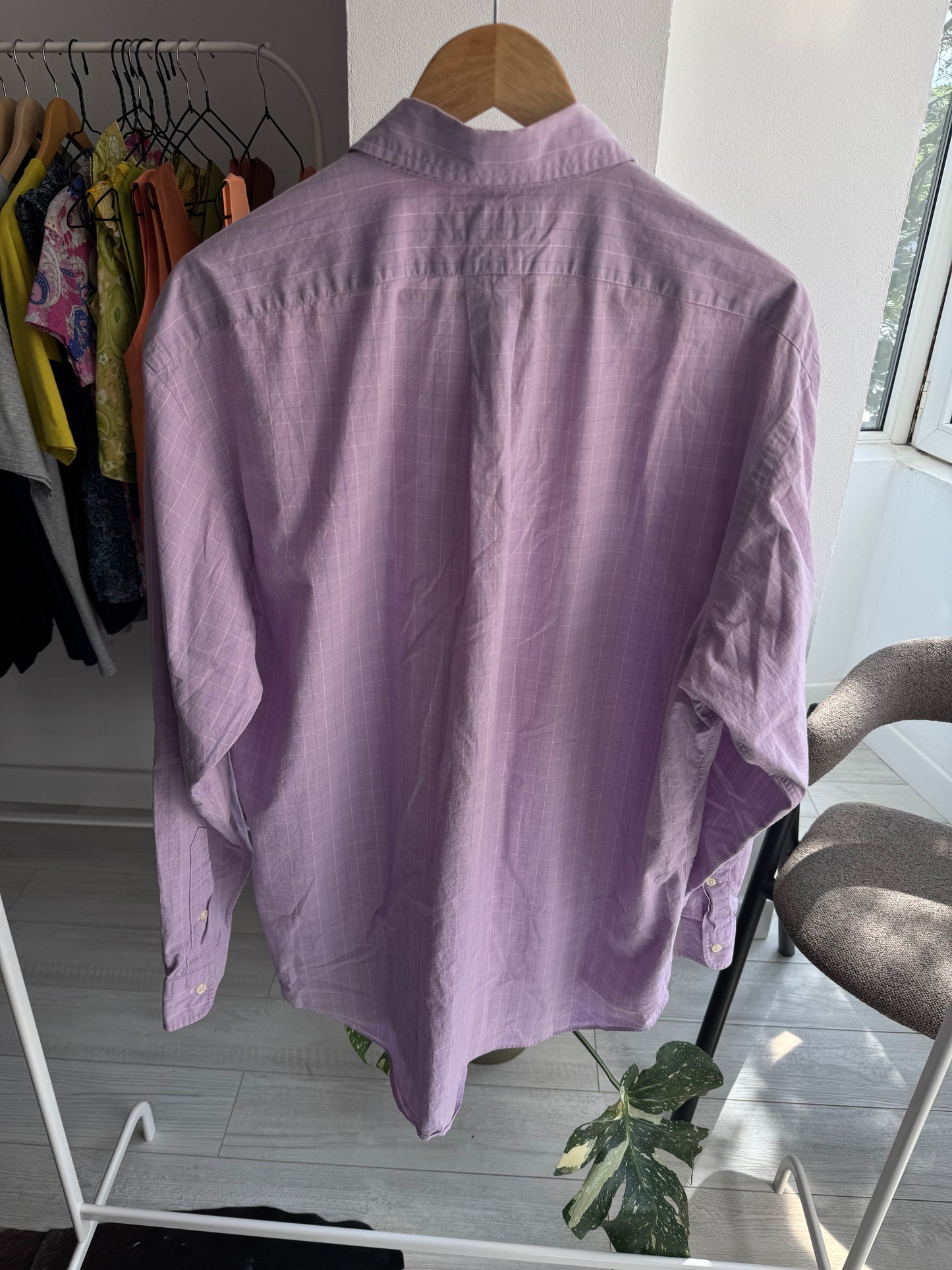 🐴 Cămașă Carouri Lila Polo Ralph Lauren Vintage | Relaxed Fit – L Bărbați