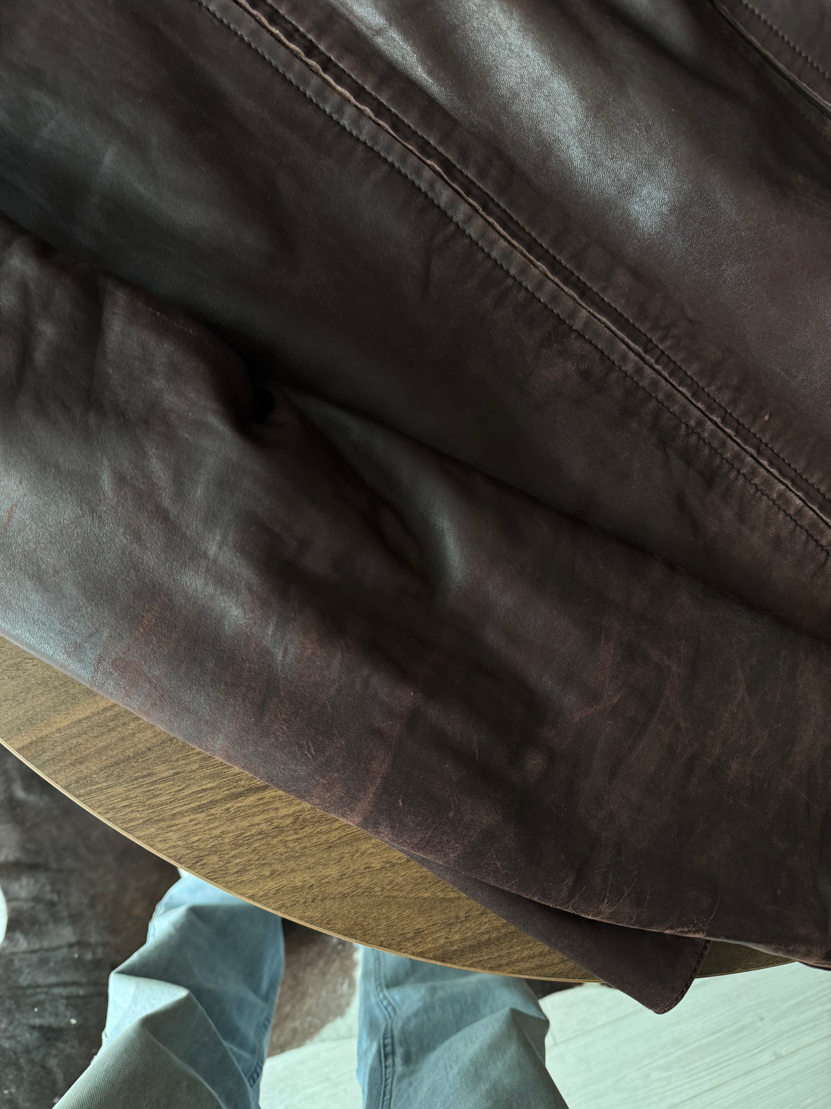 Jachetă Distressed Piele Miel Calvin Klein Vintage | Burgundy Închis| Made in Italy | M