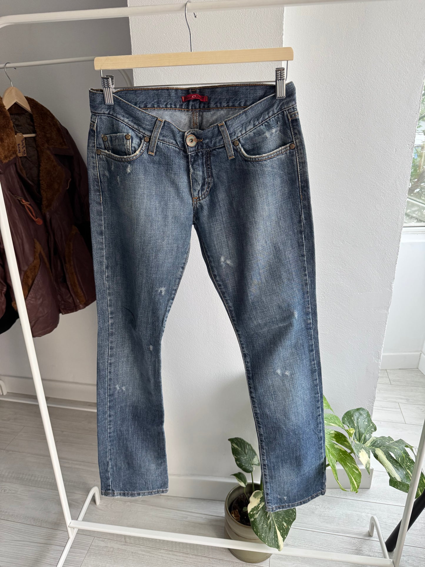 👖 Y2K Angel Devil Printed Jeans – W31 – Made in Italy