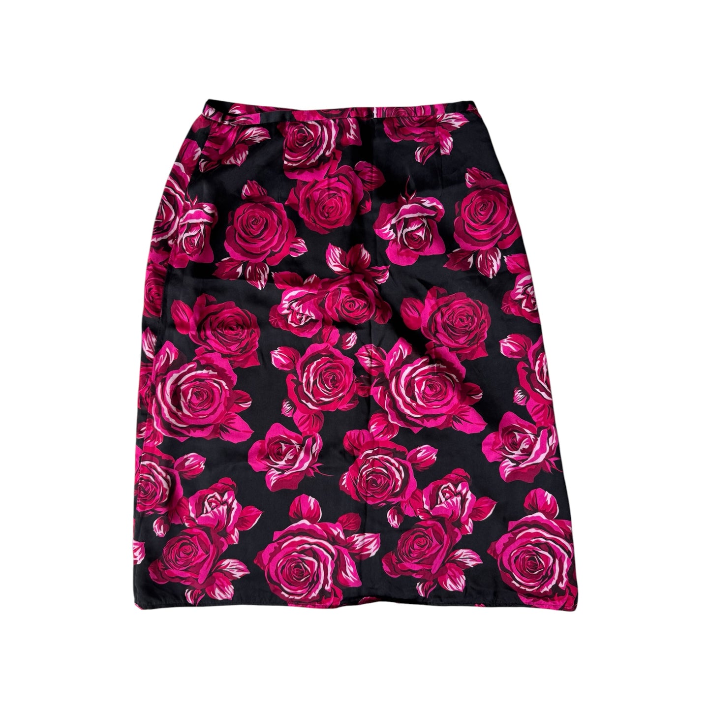 🌹 Fustă Mătase Y2K Print Trandafiri – US 4 / XS Femei