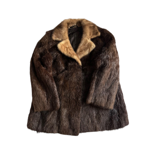 🧥 Haină Vintage din Blană Naturală – Mărime Aproximativ M/L Femei