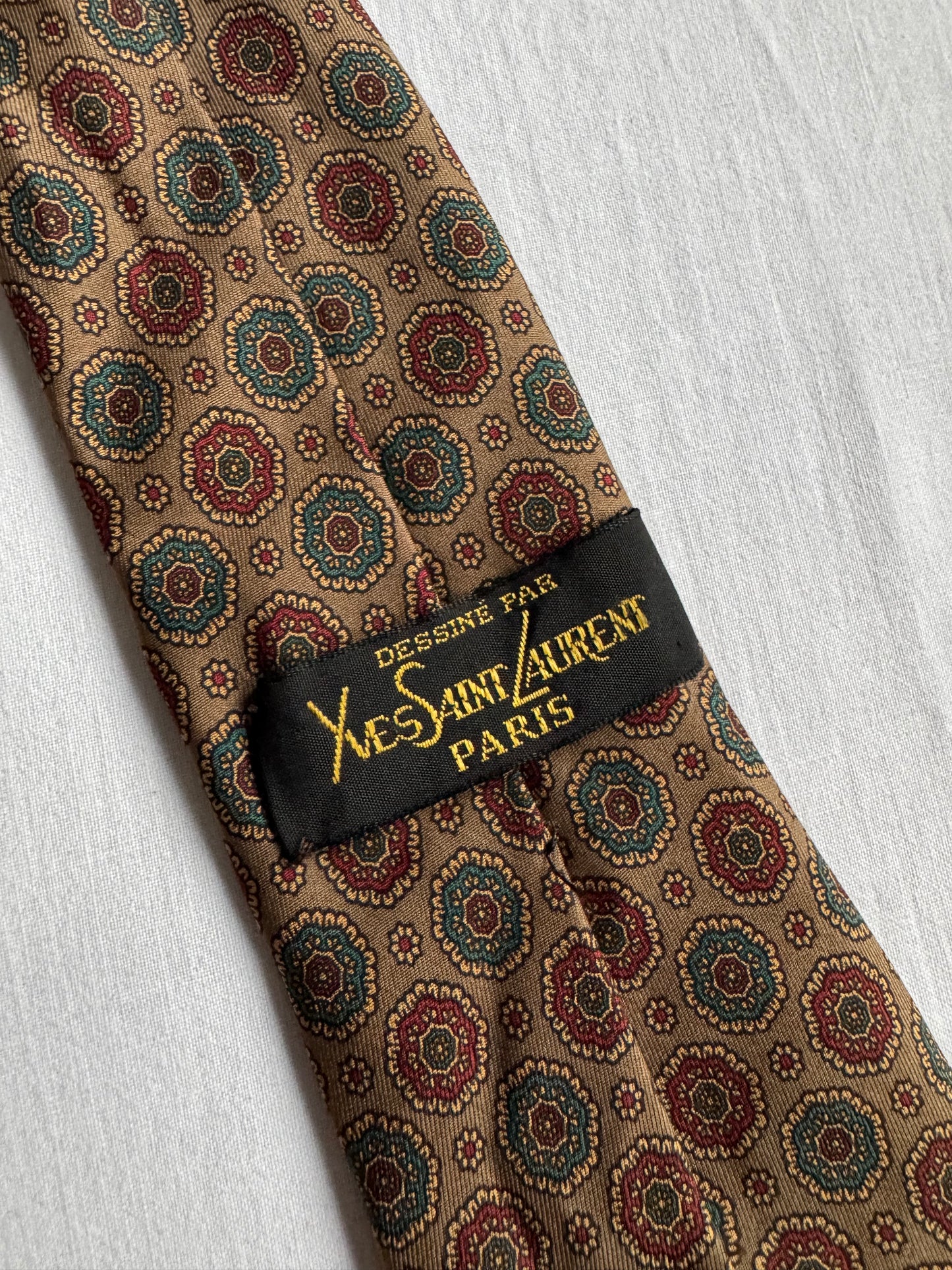 👔 Cravată Vintage Yves Saint Laurent din Mătase cu Print