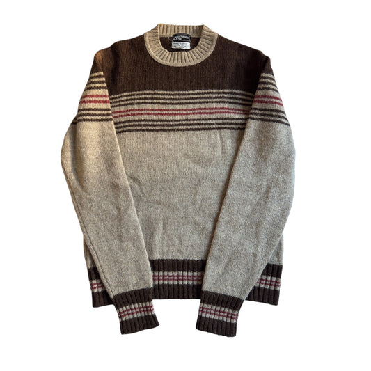 🧶 Pulover vintage 70’s cu dungi – mărimea L (Made in Hong Kong)