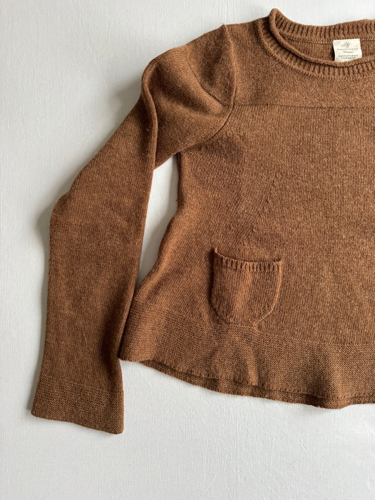 🪵 Pulover Y2K Damă Maro din Lambswool – S