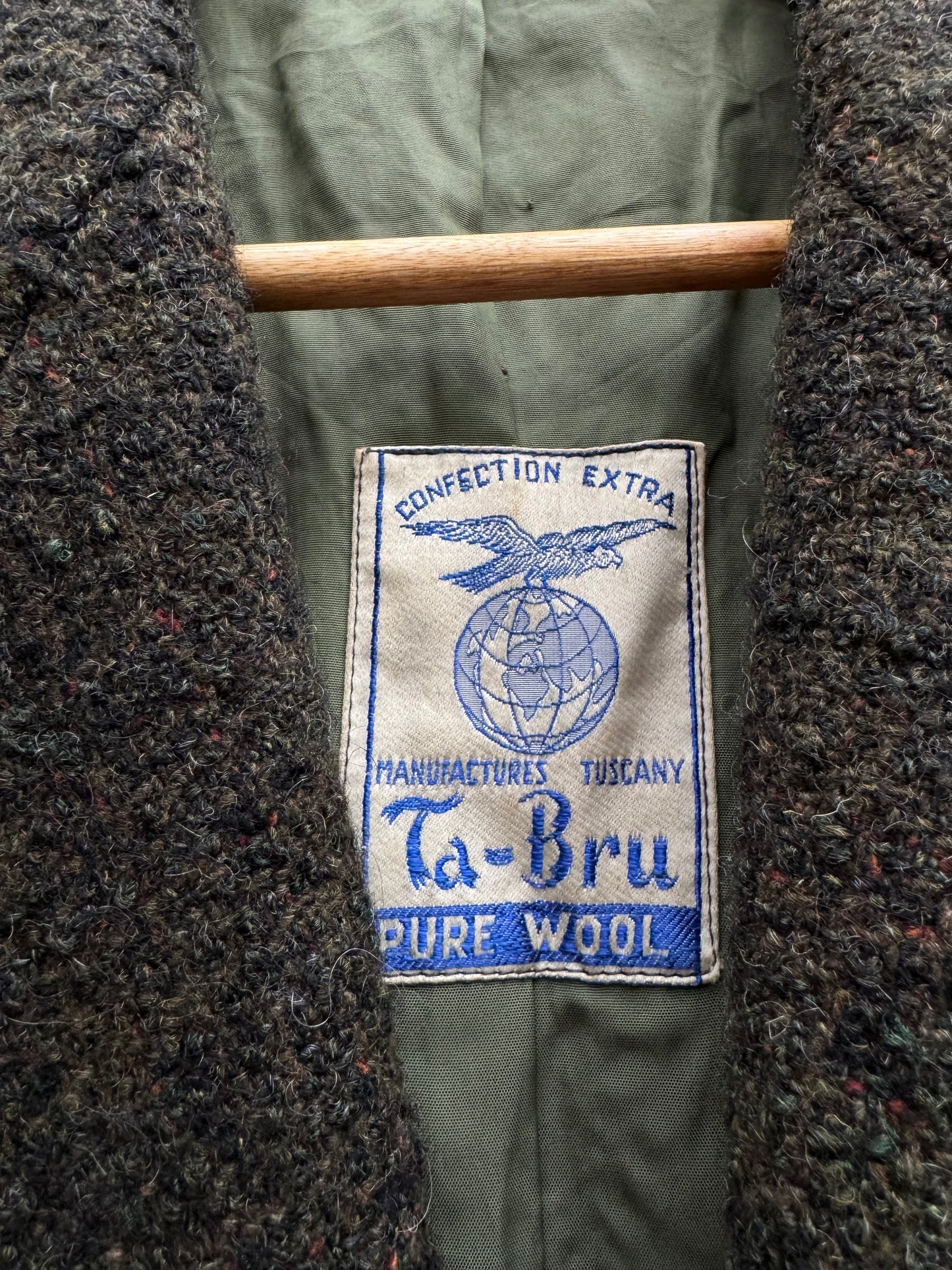 🌳 Palton Vintage Bărbați Verde Închis Double Breasted din Lână Pură – Marimea M