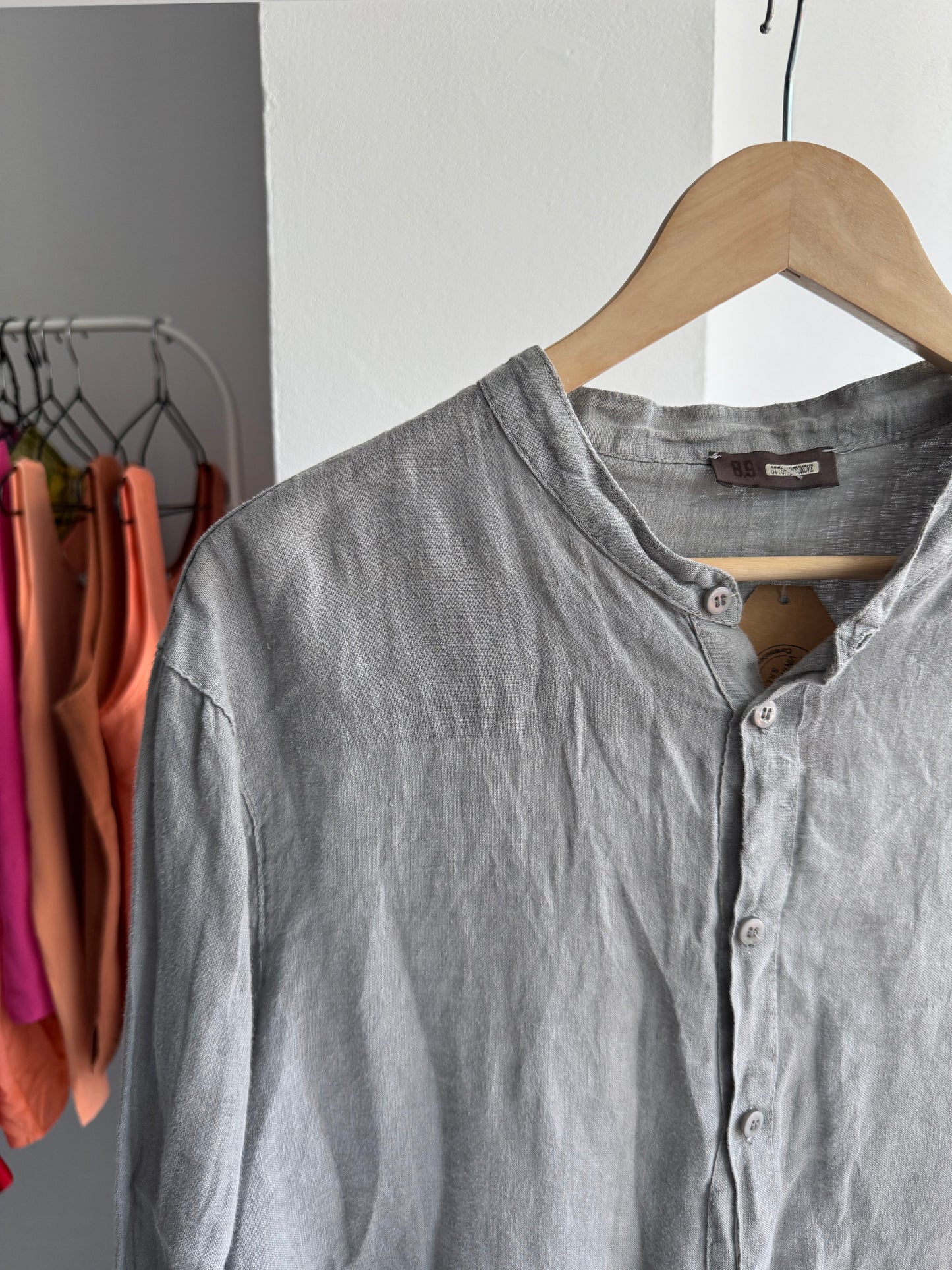 ☀️ Cămașă din In Gri Vintage | Made in Italy – M