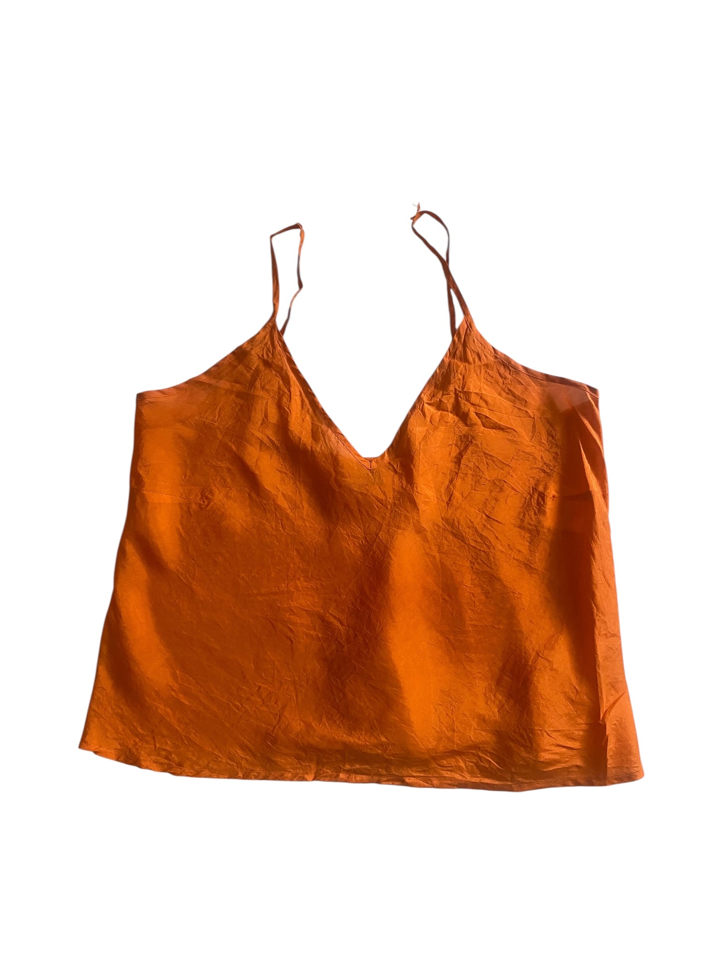 🍊 Top Y2K din Mătase Portocalie – Femei M – Made in Italy