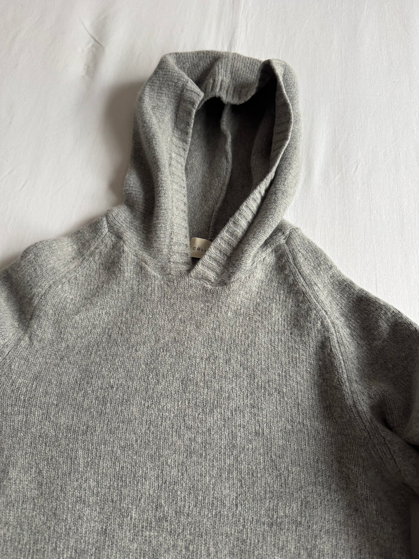 🧶 Hoodie Y2K Damă Gri Tricotat din Lână – Aprox. S / M