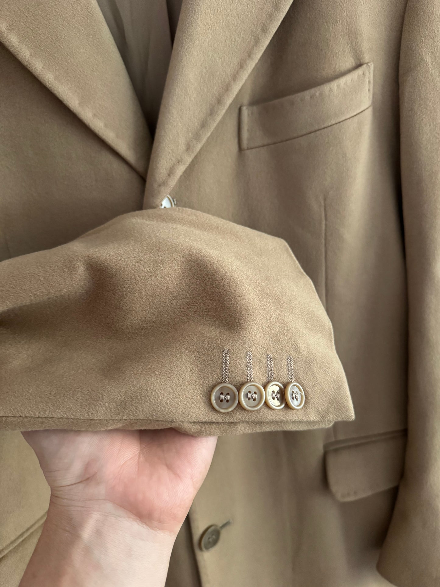 🧥 Palton Vintage Camel din Țesătură Loro Piana – Mărimea 50 (L)