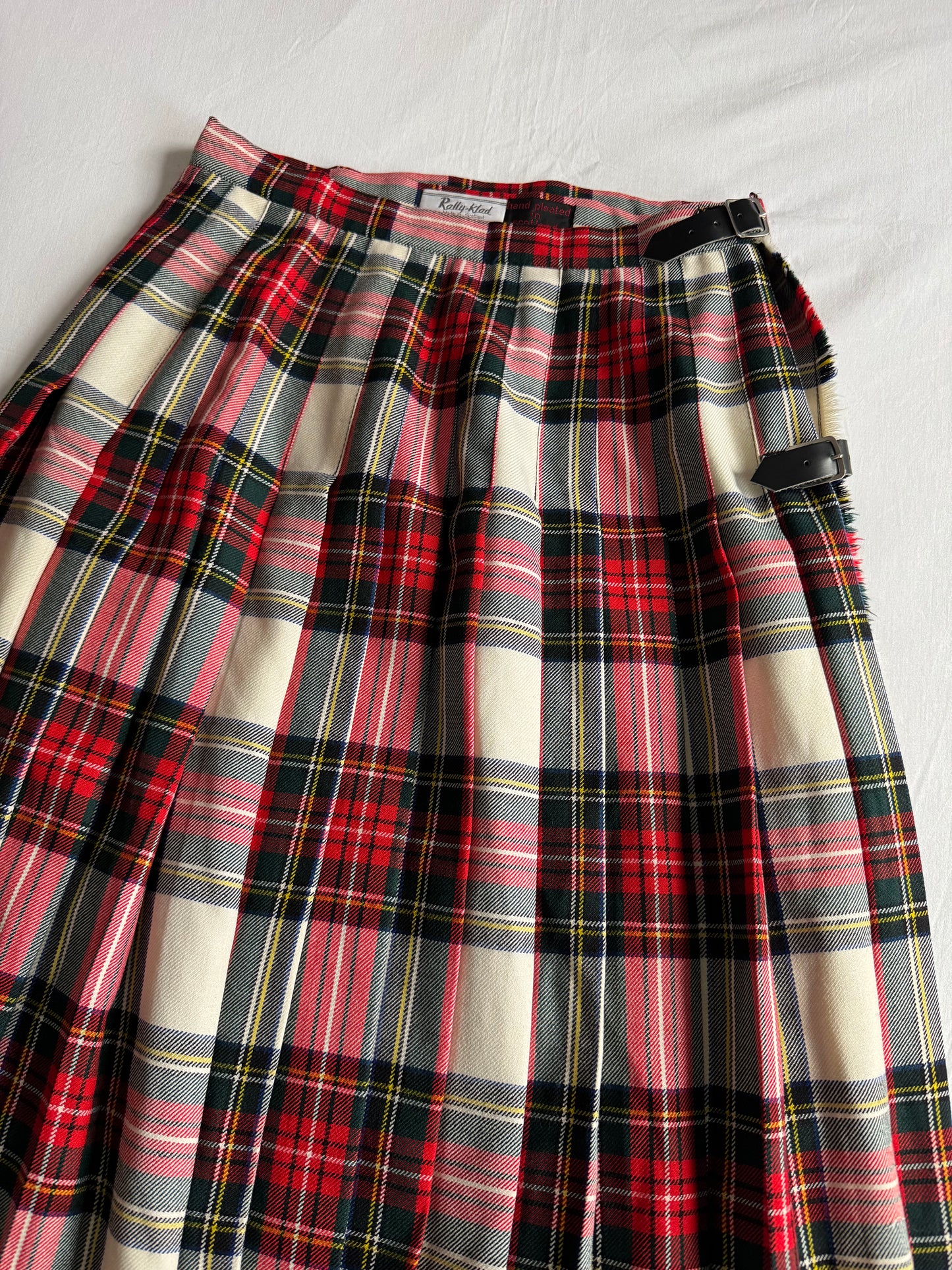 🏴󠁧󠁢󠁳󠁣󠁴󠁿 Fustă Vintage Tartan din Lână Virgină – aprox. S / M (Ajustabilă)