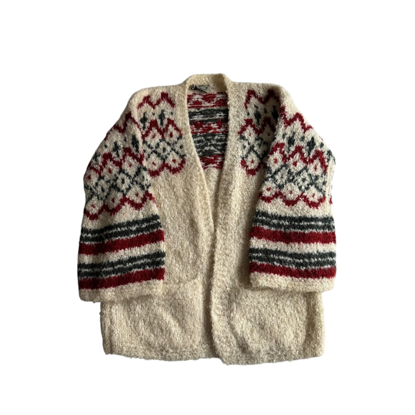 🧶 Cardigan Vintage Damă Fuzzy din Lână și Acril – aprox. M