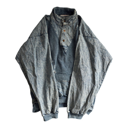 👖 Pulover Vintage Denim – 100% Bumbac – Made in Italy – Men’s S (Boxy Fit)