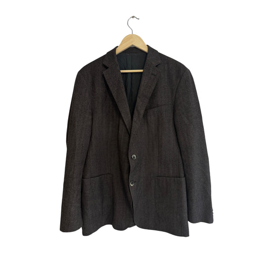 🧥 Sacou Gri Închis din Lână Virgină – L (52) | Stofă Loro Piana