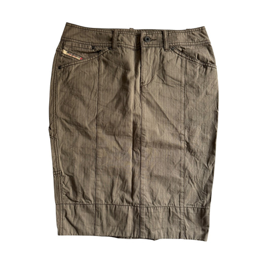 ✏️ ⛽️ Fustă Diesel Y2K maro tip carpenter, croială pencil – mărimea US 28