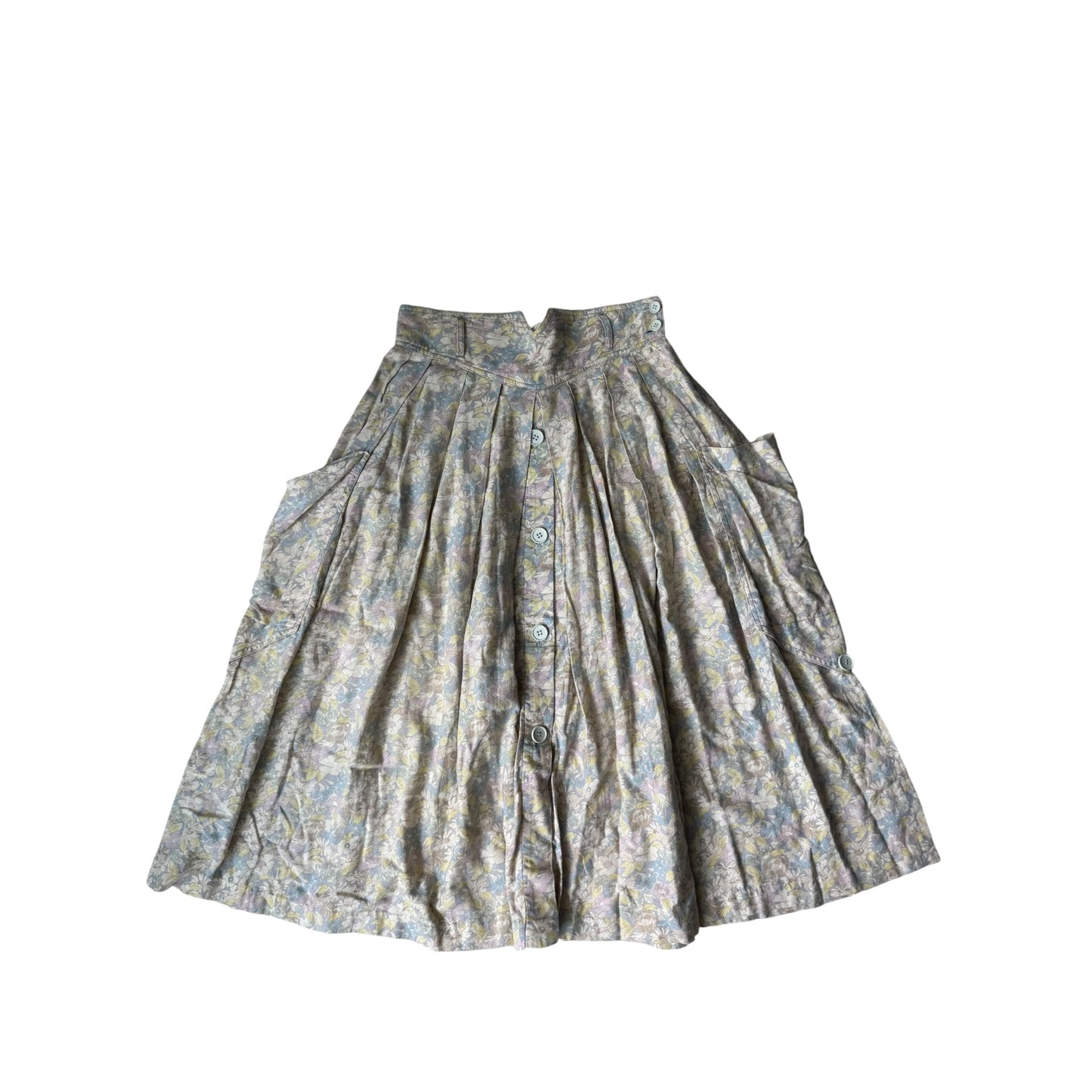 🌸 Fustă Vintage Floral Printed cu Buzunare Laterale – XS/S Damă