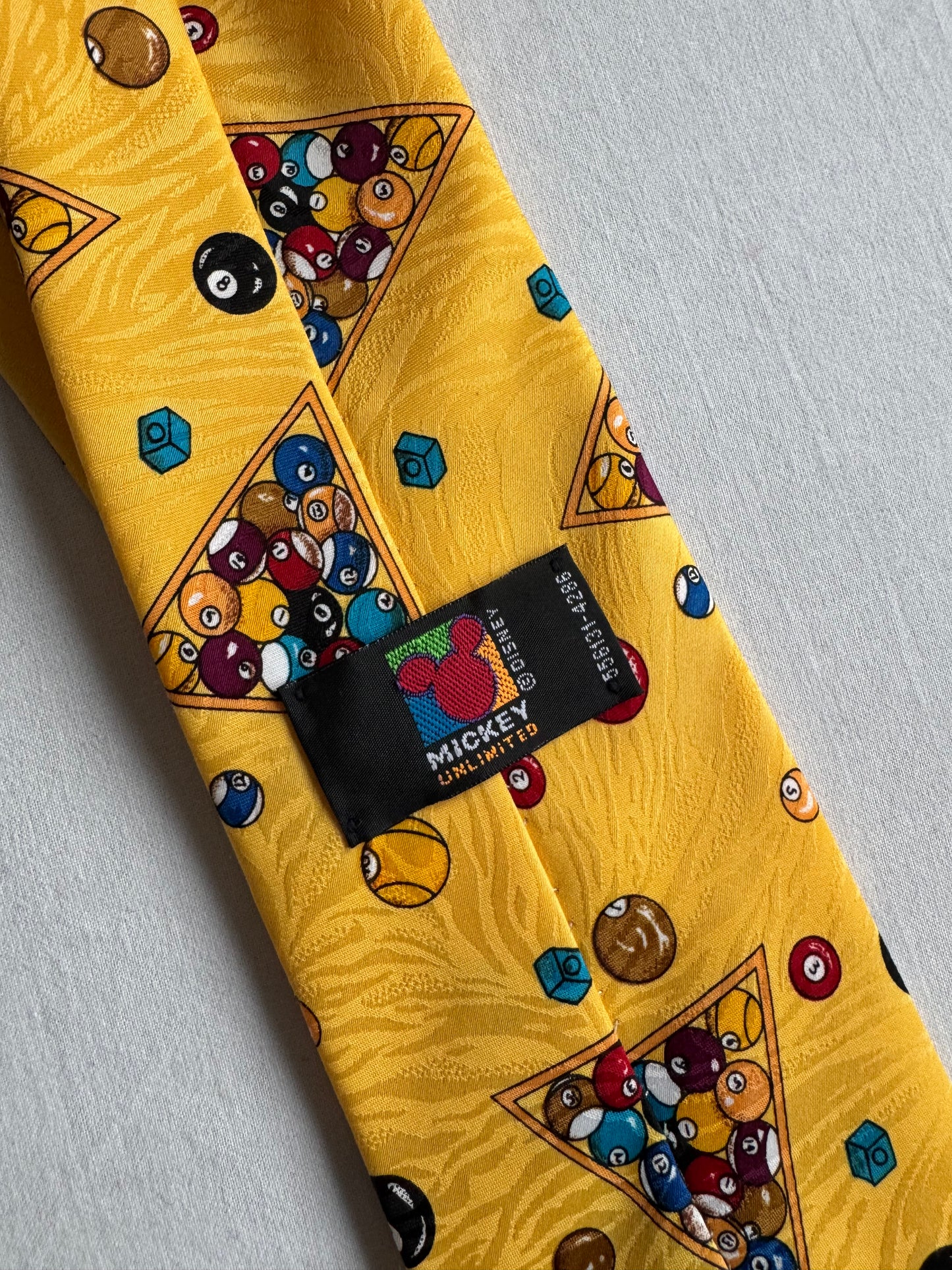 🐭 🎱 Cravată Vintage Galbenă cu Print Mickey Mouse