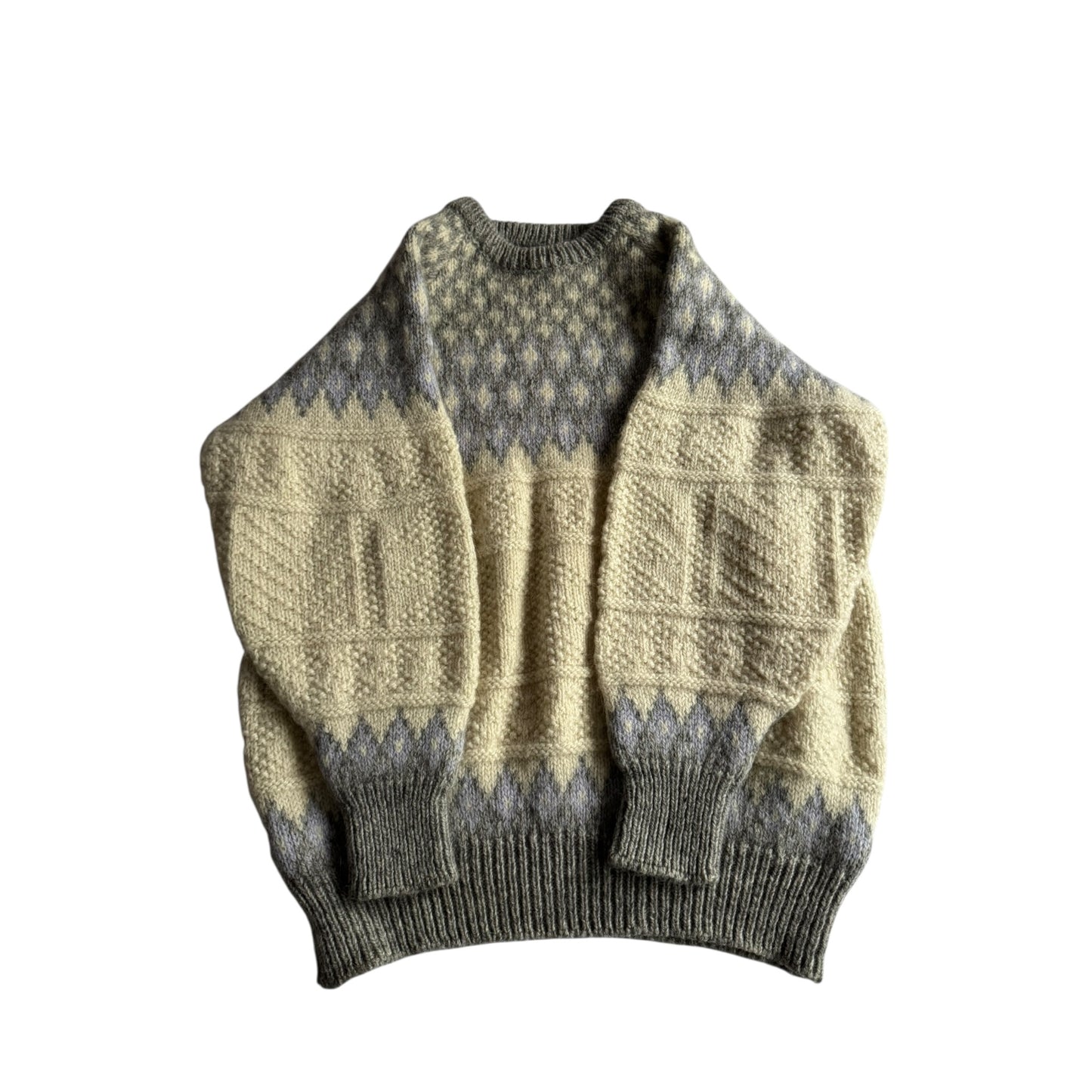 ❄️ 🧶 Pulover Vintage Nordic din Lână – L