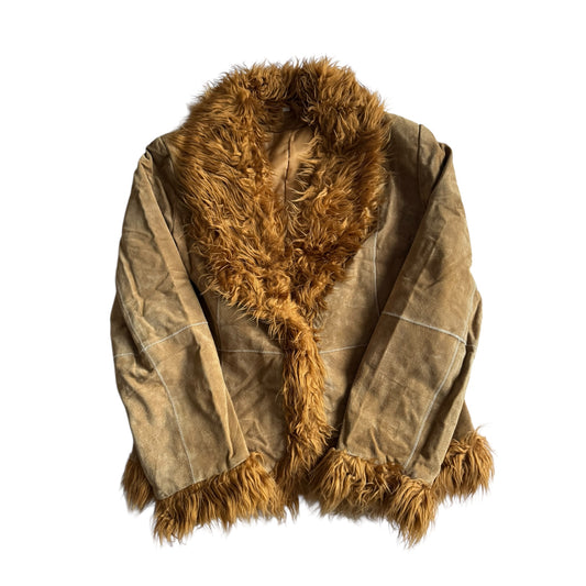 🧥 Jachetă Y2K Suede Afghan – Mărime 40 (M/L Femei)