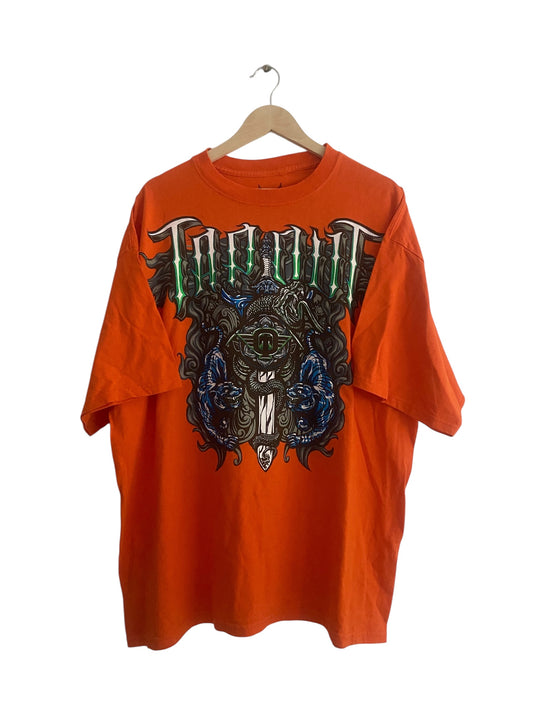 👕 Tricou Y2K Tapout Printat – Portocaliu, Heavy Cotton