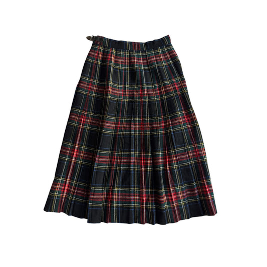 🇬🇧 Fustă Vintage Plisată din Lână Tartan – aprox. XS