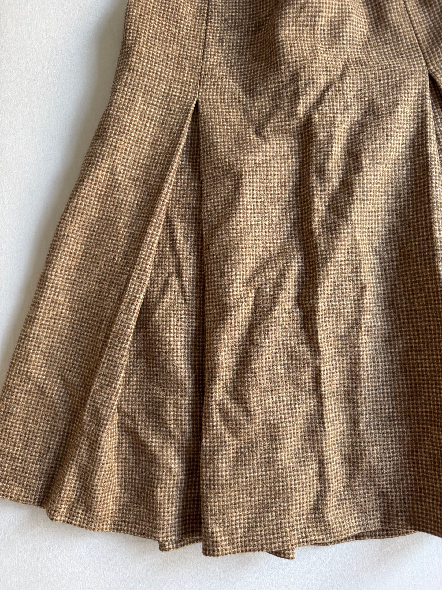 🪵 Fustă Vintage ’60s–’70s Plisată din Lână – XS (IT 38)