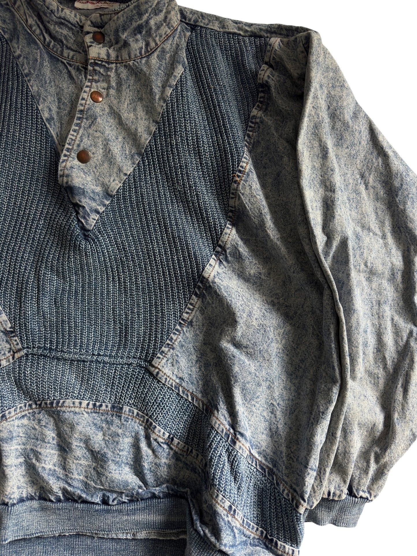 👖 Pulover Vintage Denim – 100% Bumbac – Made in Italy – Men’s S (Boxy Fit)