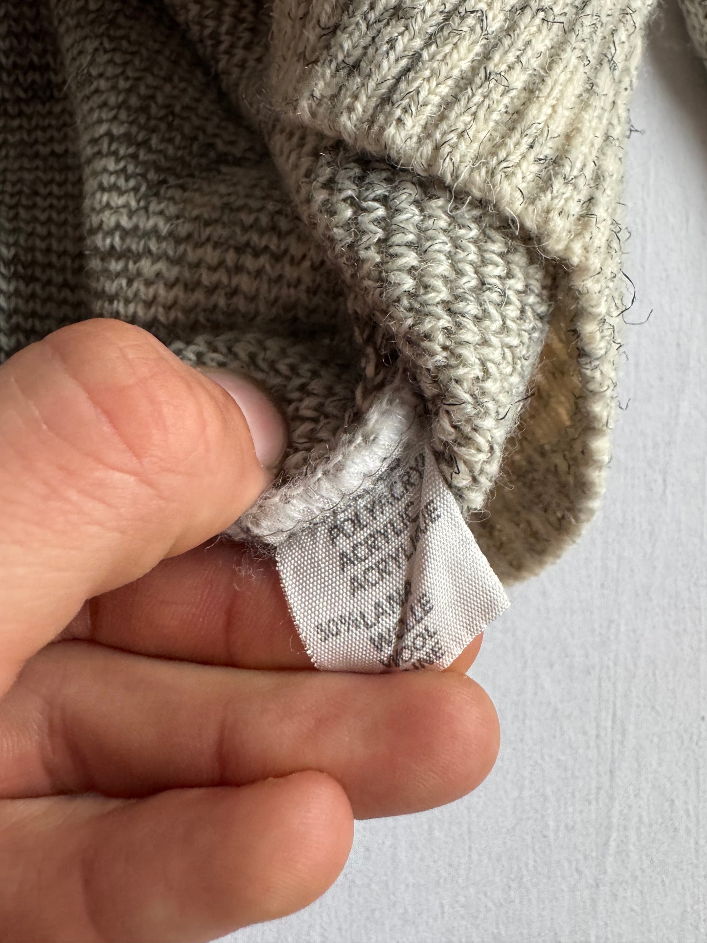 🧶 Pulover Vintage Gri Texturat din Blend de Lână - L (50)