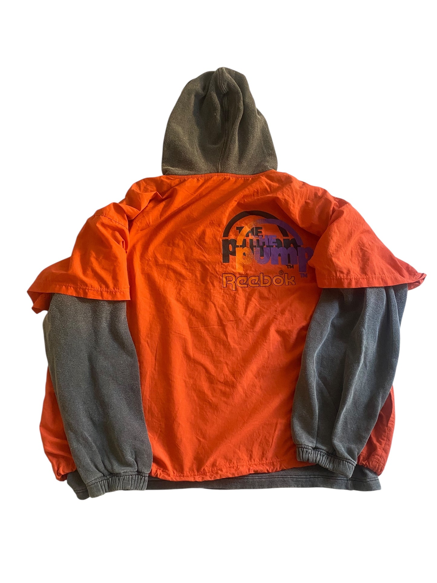 Hanorac Vintage Reebok The Pump – Tech Hoodie Orange & Black, Dublu Strat