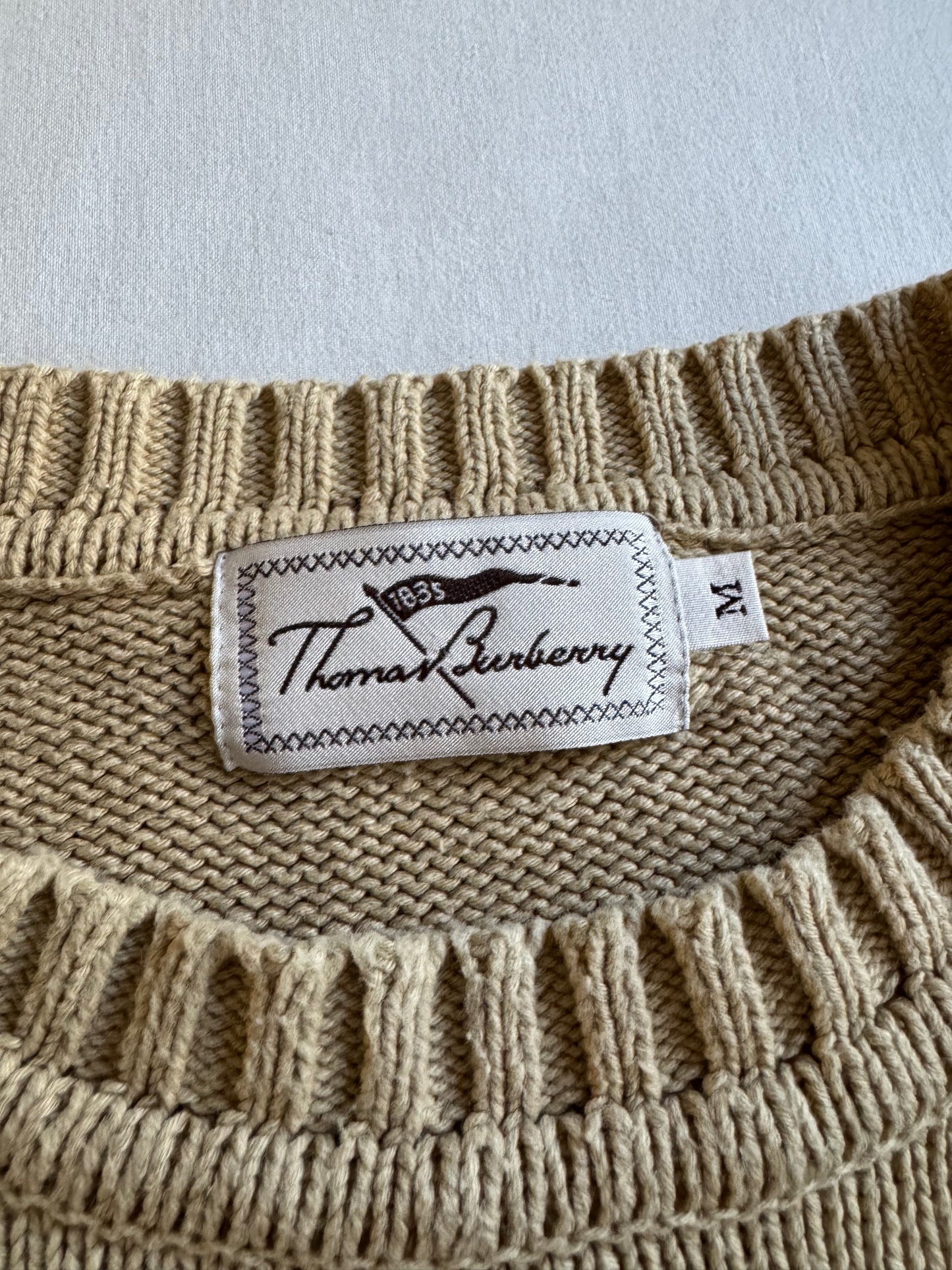 🧶 Pulover vintage Thomas Burberry – crem – Made in Spain – mărimea M