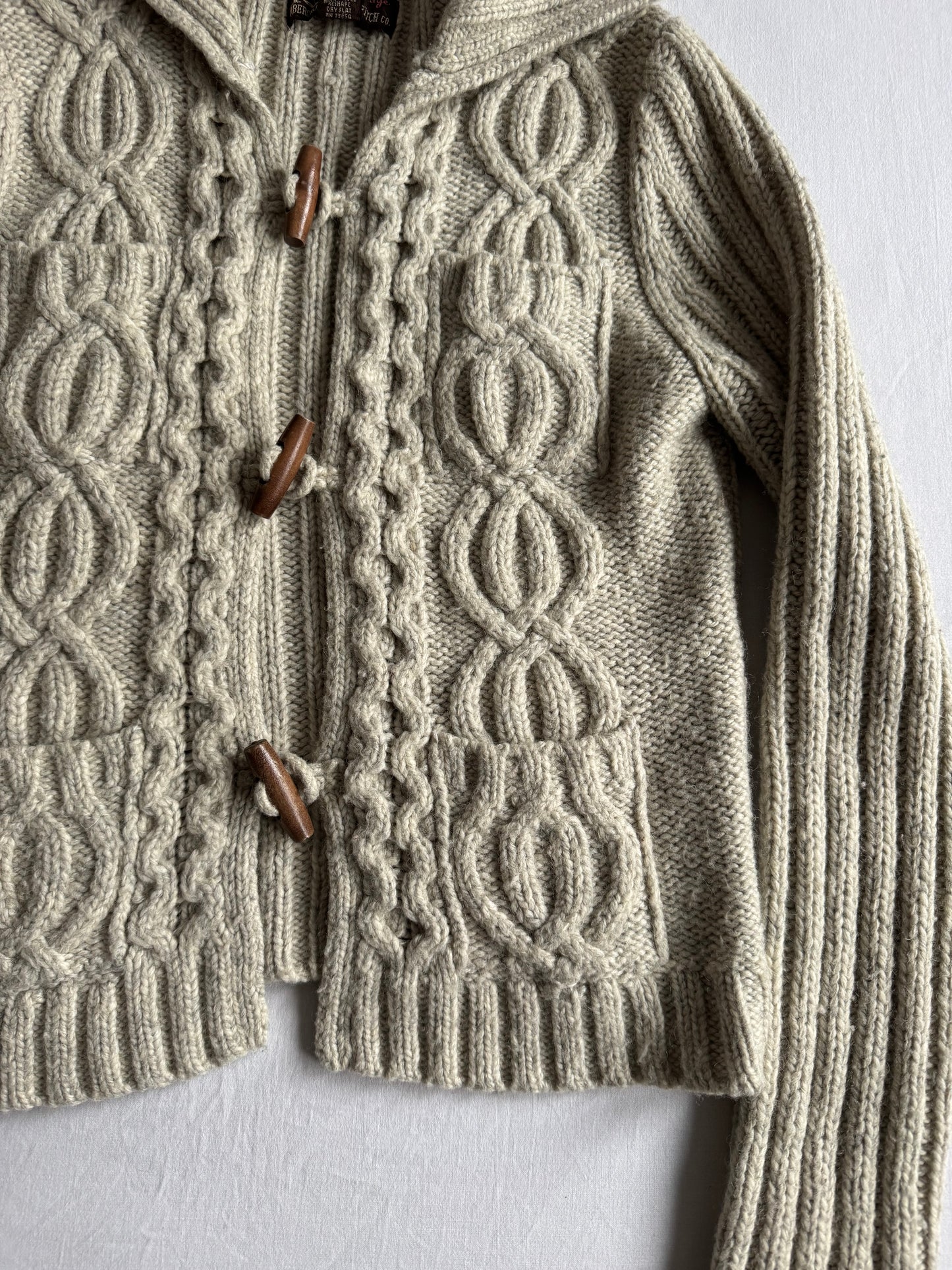 🧶 Cardigan Y2K Damă Abercrombie & Fitch Cable Knit din Lambswool Blend – M