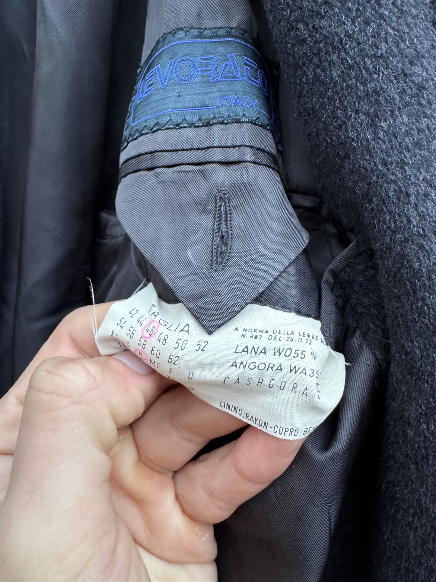 🧥 Palton Vintage Bărbați Gri Închis din Lână, Angora și Cashgora – EU 46 (S / M)