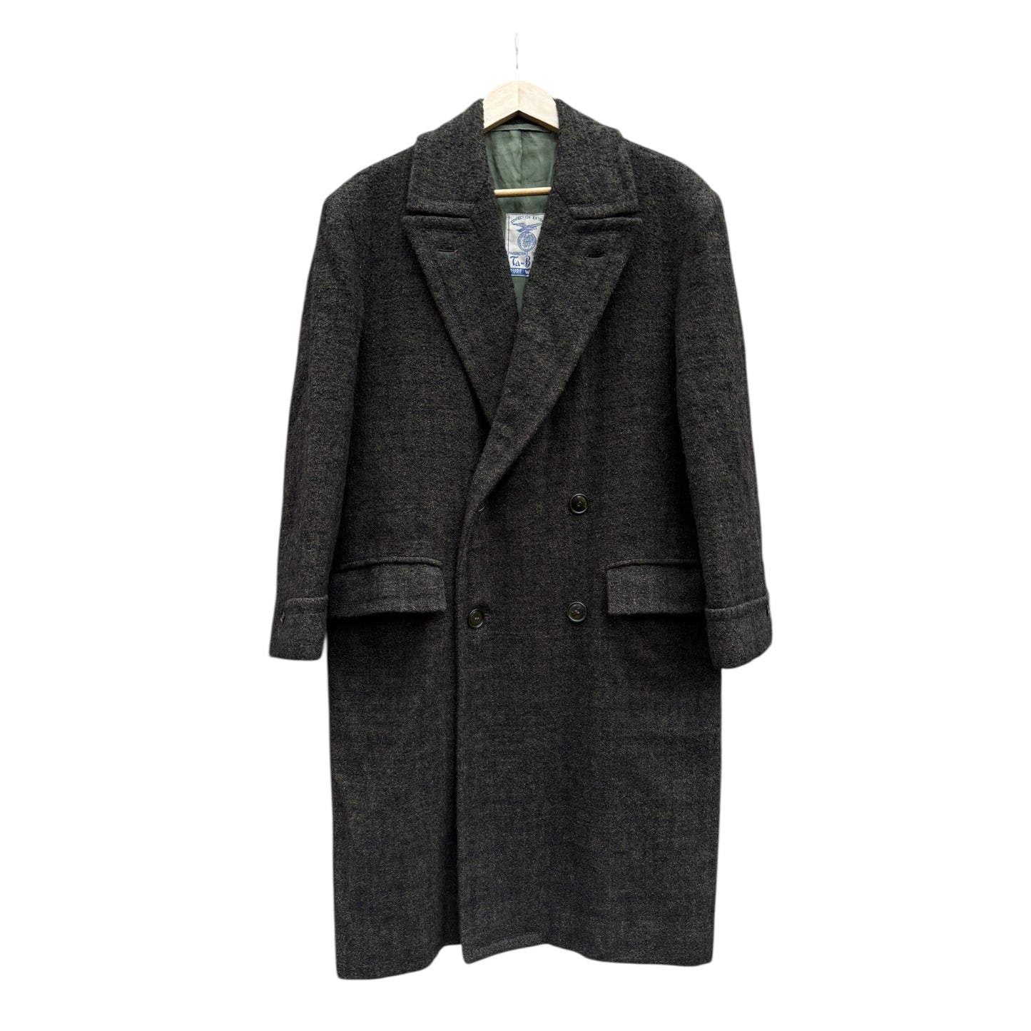 🌳 Palton Vintage Bărbați Verde Închis Double Breasted din Lână Pură – Marimea M