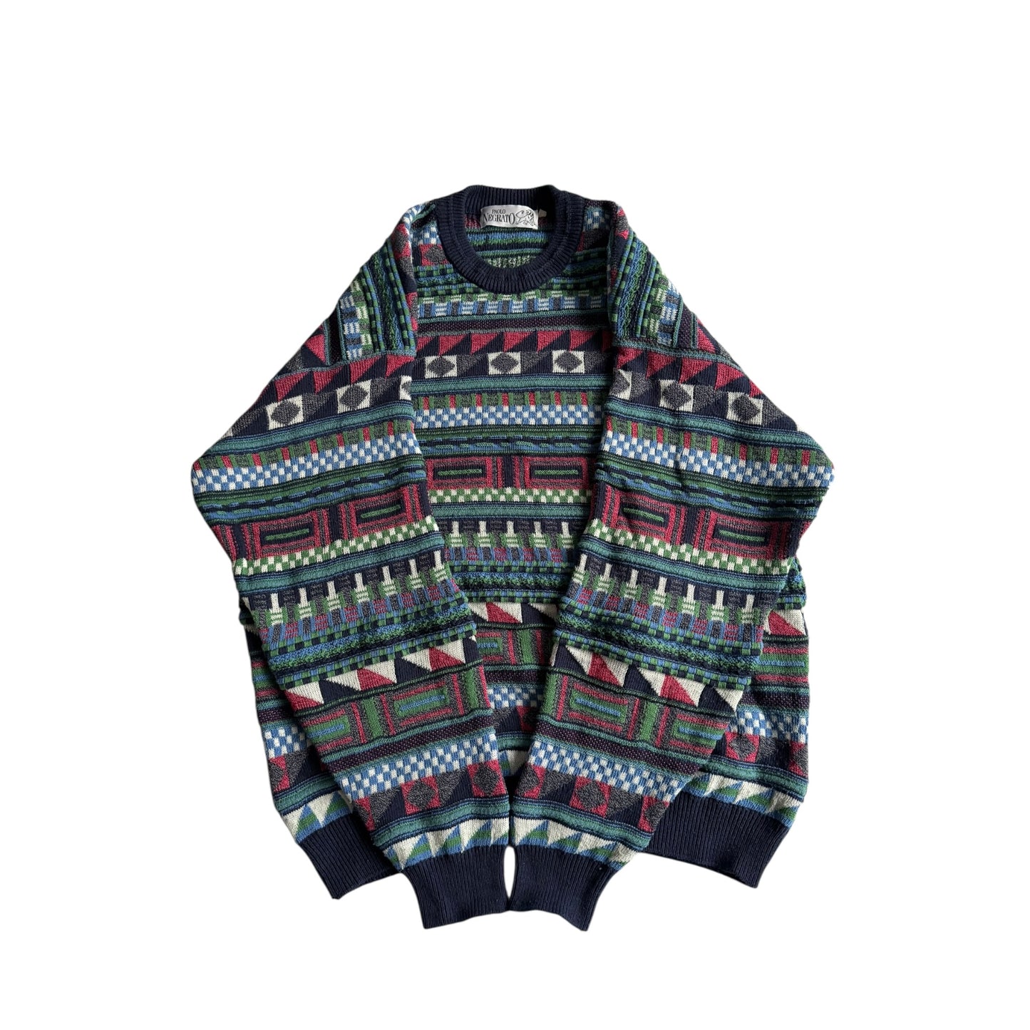 🧶 Pulover Vintage Bărbați cu Model Abstract – L