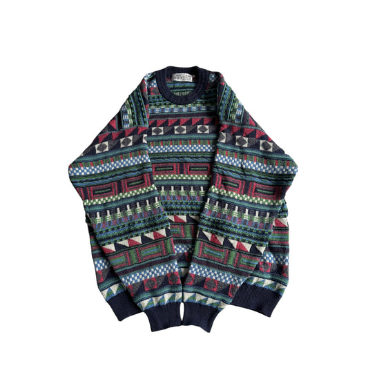 🧶 Pulover Vintage Bărbați cu Model Abstract – L