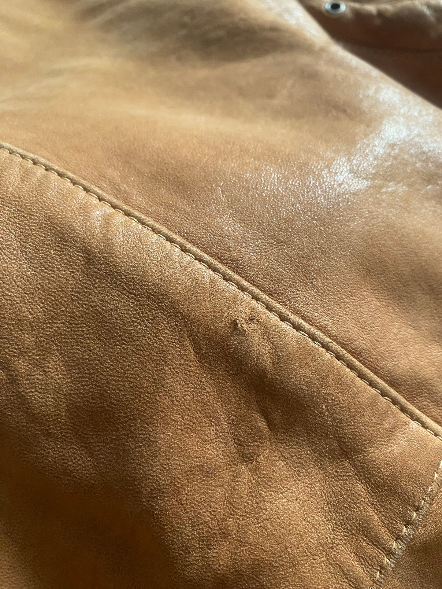 🧥 Jachetă Vintage din Piele de Oaie și Miel – Maro – Mărime L