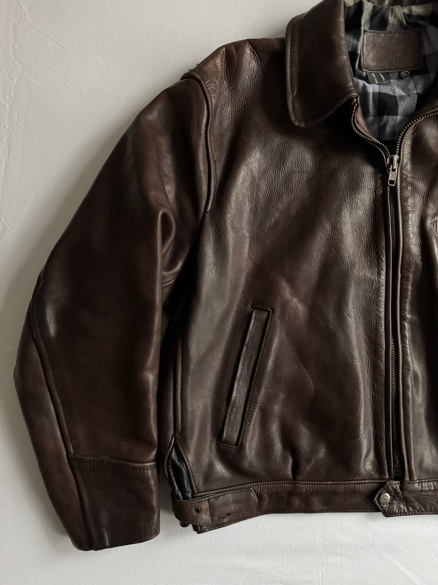 🧥 Geacă vintage din piele groasă maro închis | mărimea XL bărbați