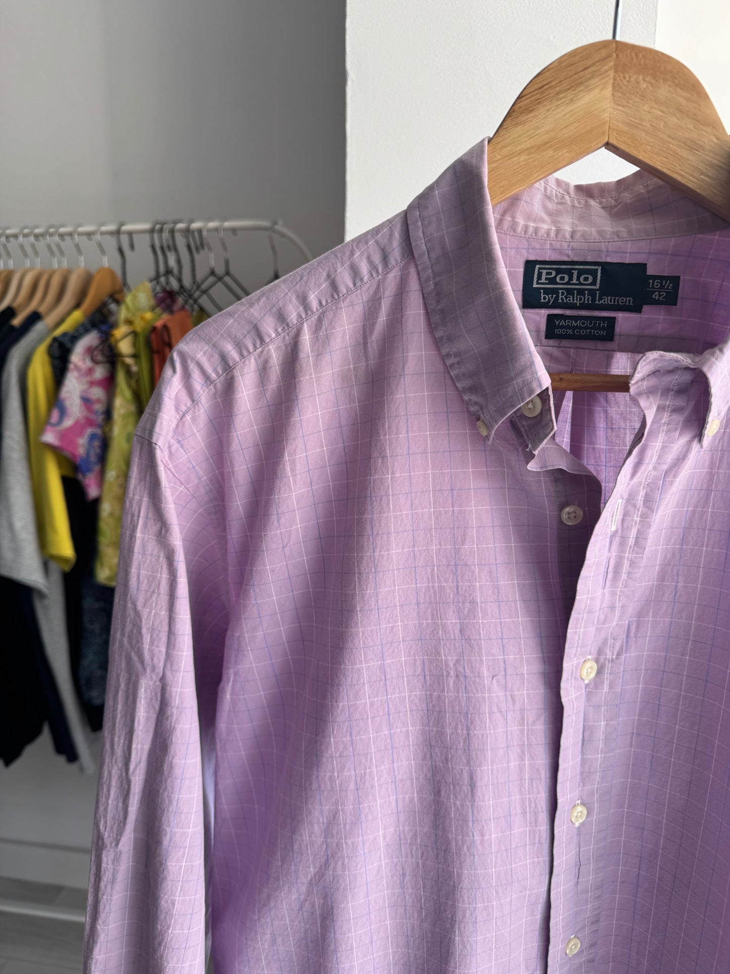🐴 Cămașă Carouri Lila Polo Ralph Lauren Vintage | Relaxed Fit – L Bărbați