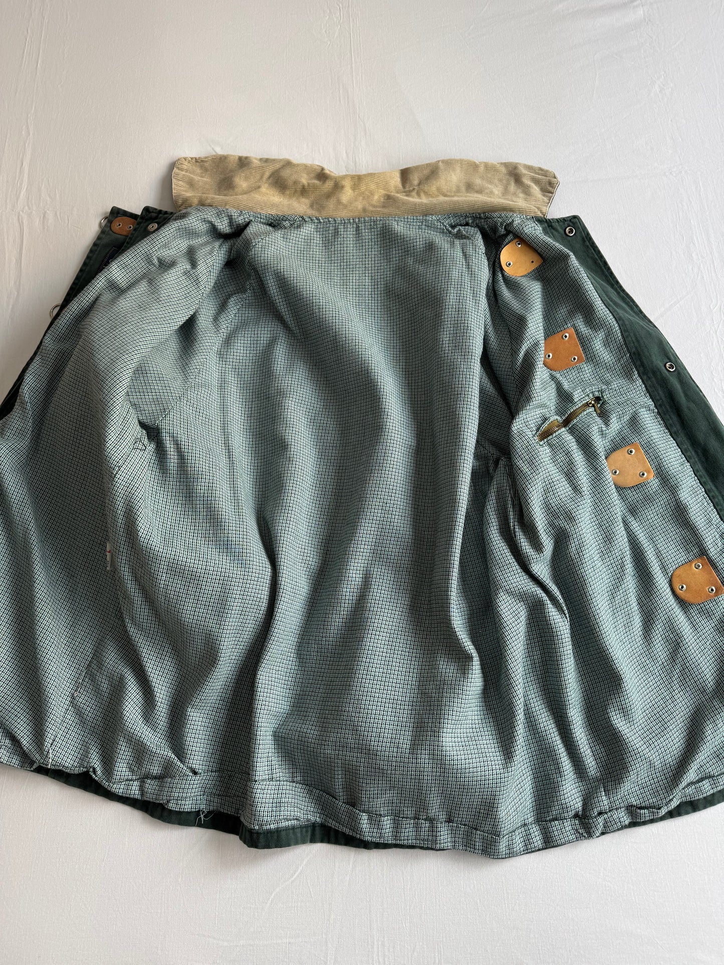 👨‍🚒 Jachetă Vintage Verde Închis din Bumbac cu Guler din Catifea Reiată – Marimea L Bărbați