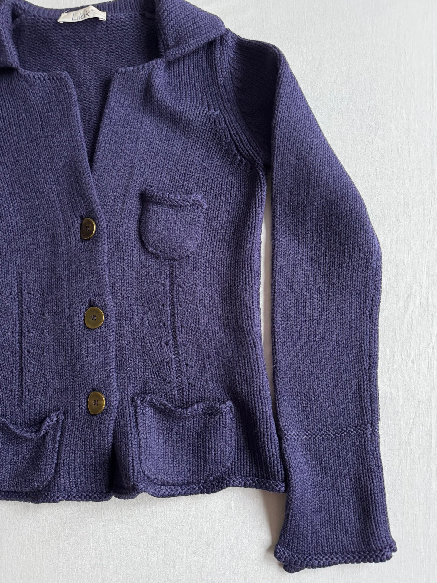 🙆‍♀️ Cardigan Y2K Damă Mov Închis din Lână Merino – aprox. S / M