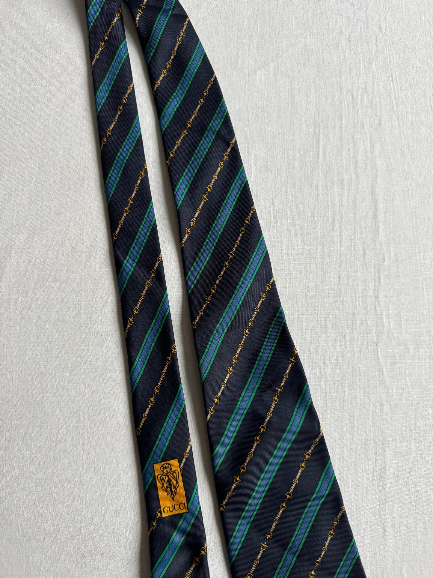 👔 Cravată Vintage 80’s Gucci din Mătase Navy – Made in Italy